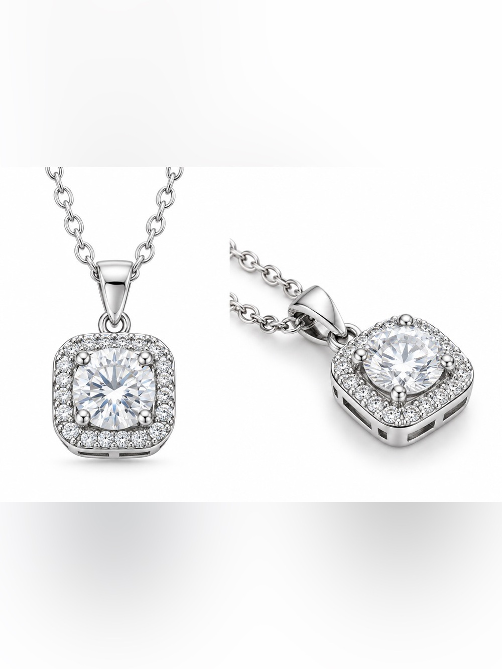 Luxury 1.0 Moissanite Diamond square gap Pendant Necklace